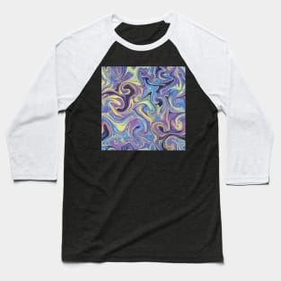 Abstract Swirls- Purple & Gold Baseball T-Shirt